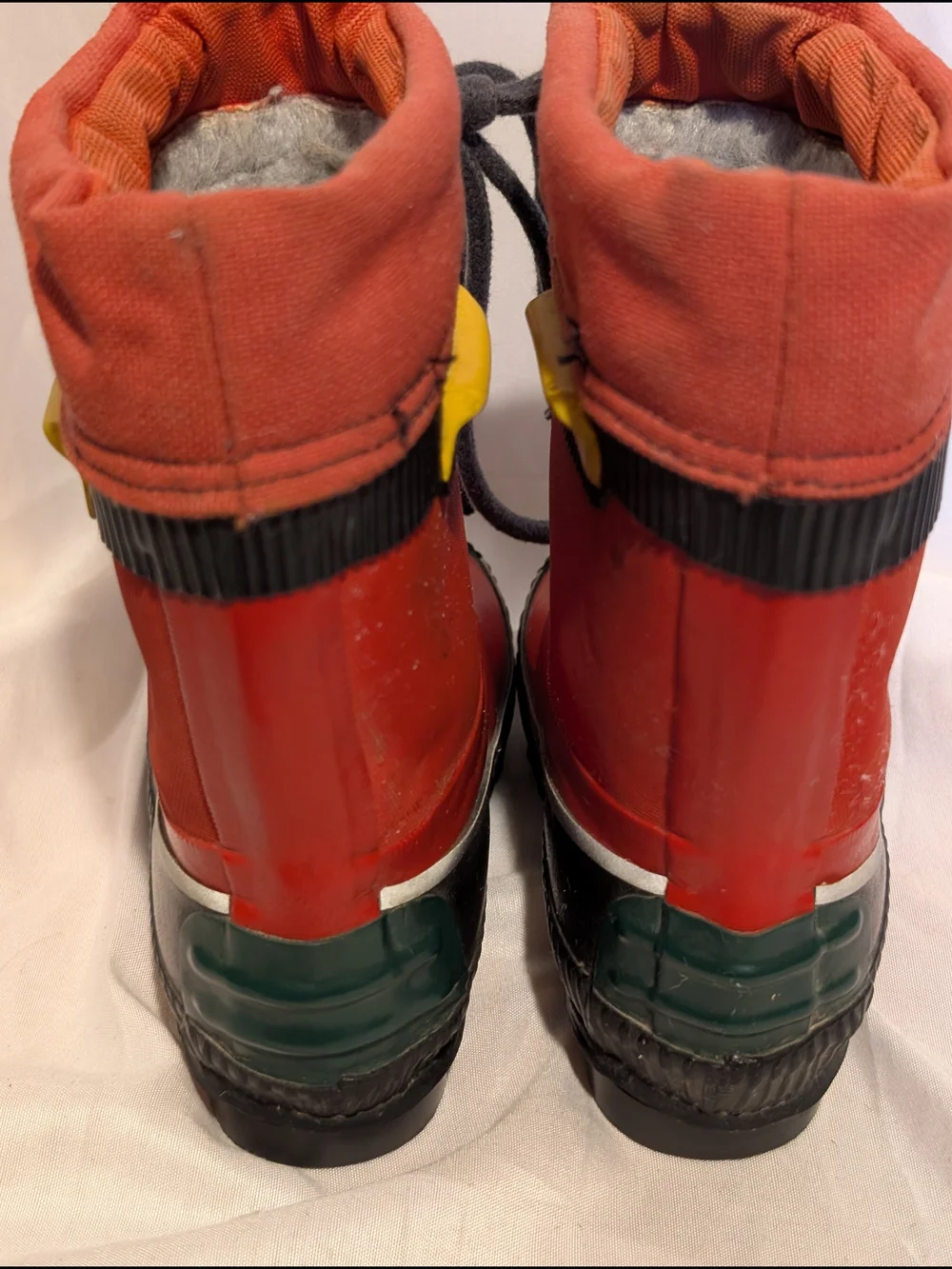 Tretorn Red Kids Waterproof Rain Boots with Black Sole and Yellow Tab